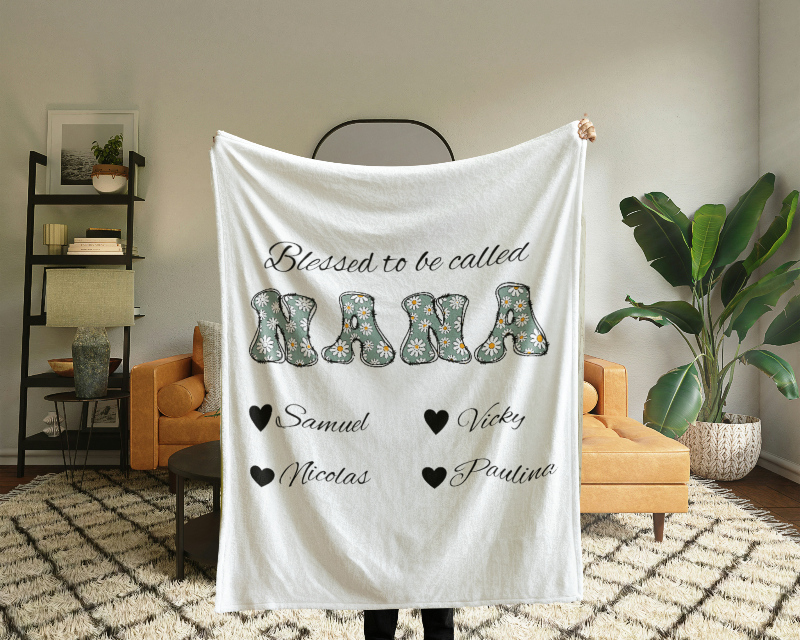 Personalized Nana Blanket, Velveteen Plush Throw, Gift for Grandma, Mother's Day Present, Cozy Home Decor, Family Keepsake