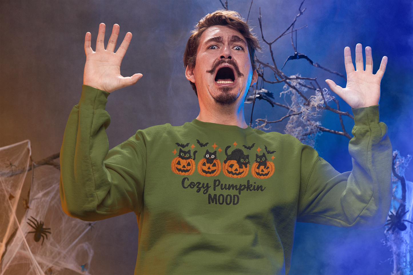 Cozy Pumpkin Mood Sweatshirt, Fall Sweater, Halloween Apparel, Unisex Crewneck, Autumn Fashion, Comfy Gift Idea