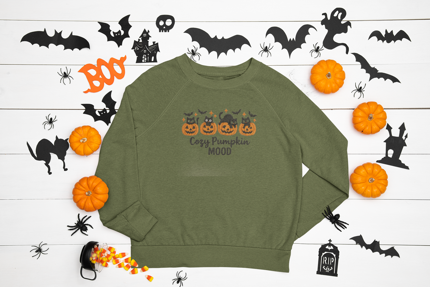 Cozy Pumpkin Mood Sweatshirt, Fall Sweater, Halloween Apparel, Unisex Crewneck, Autumn Fashion, Comfy Gift Idea