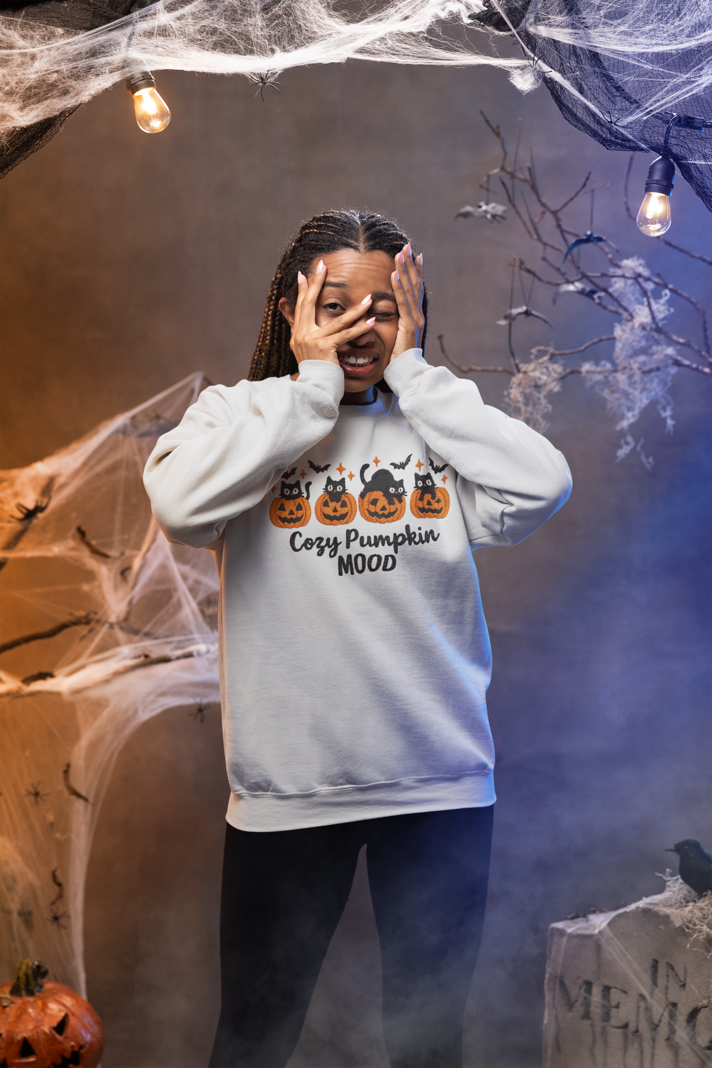 Cozy Pumpkin Mood Sweatshirt, Fall Sweater, Halloween Apparel, Unisex Crewneck, Autumn Fashion, Comfy Gift Idea