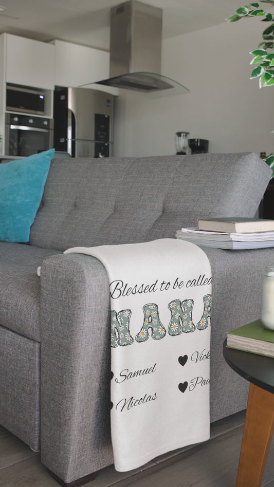 Personalized Nana Blanket, Velveteen Plush Throw, Gift for Grandma, Mother's Day Present, Cozy Home Decor, Family Keepsake